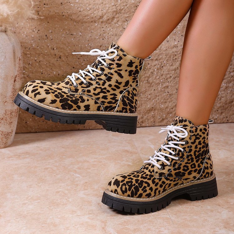 autumn new arrival: women's leopard print martin boots for cross-border e-commerce, plus sizes available. wholesale price: $0.67. dropshipping available on  and . sizes 36-43