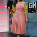 Belted cross-border supply  fashion plus size african women's high-waisted pleated dress - european & american style