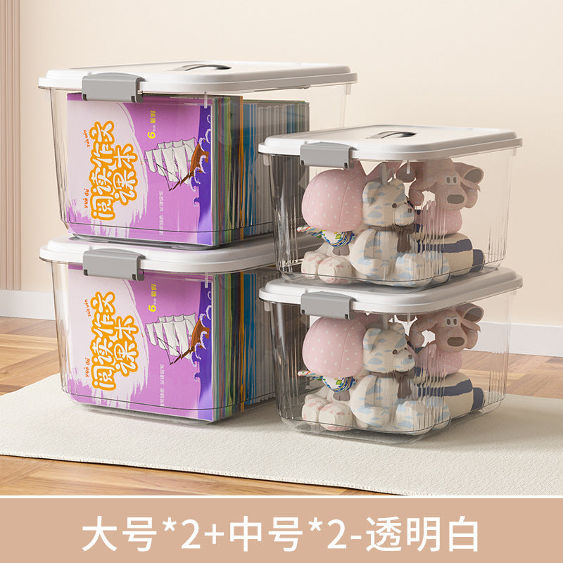 Household acrylic transparent storage box with lid, clothes storage box, household quilt sundries finishing basket wholesale