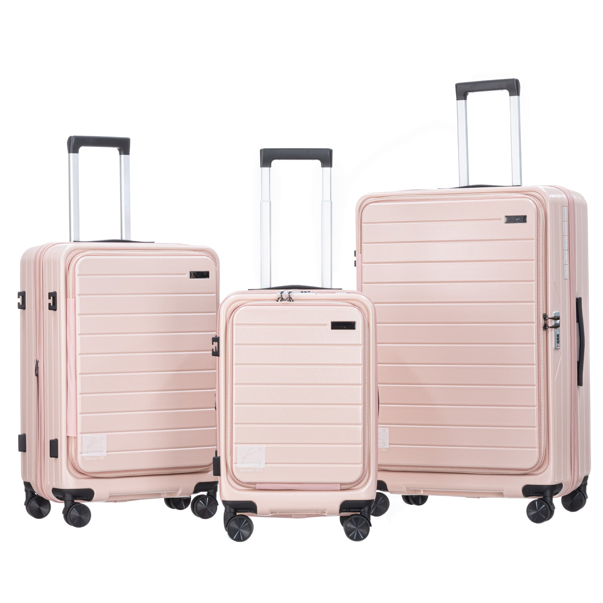 Spot front open lid trolley case three-piece set ABS + PC new material front open trolley suitcase travel bag factory