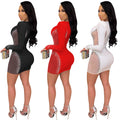 X5337 european and american fashion new arrivals   sexy deep v nightclub party dress rhinestone hotfix see-through midi dress