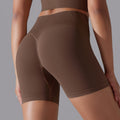 fashion seamless pure colorhigh waist hip lifting tight high elastic yoga shorts sports running fitness three-quarter pants for women