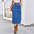Wishfashion cross-border foreign trade summer new  independent station washed workwear skirt denim skirt for women