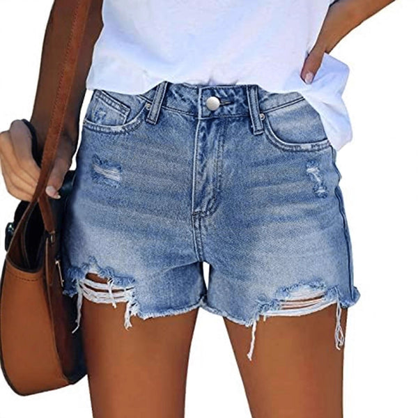 European and American sexy spice girls high waist washed and worn rough edge denim shorts women's summer new thin hip-wrapped hot pants