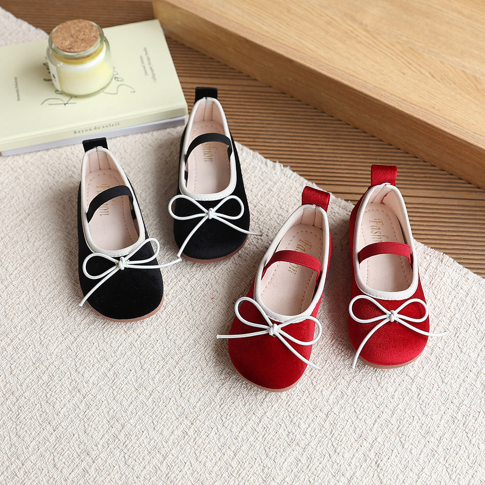 Vancahao girls' korean style princess shoes,  spring new collection, bowknot loafers, stylish and chic baby flats