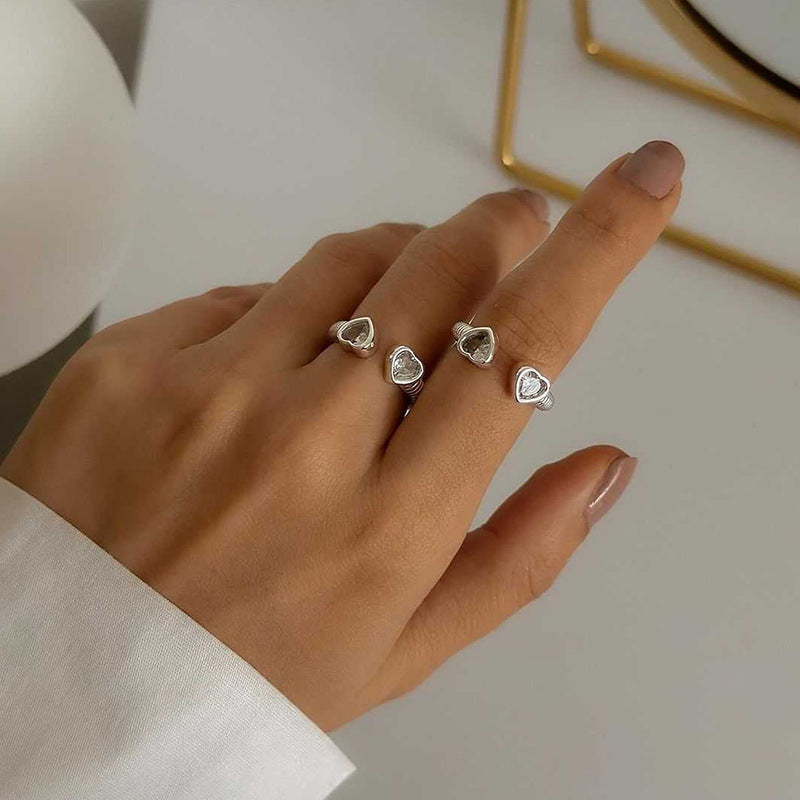 Open ring wholesale european and american cross-border jewelry women's stylish alloy niche high-end love diamond-encrusted couple rings