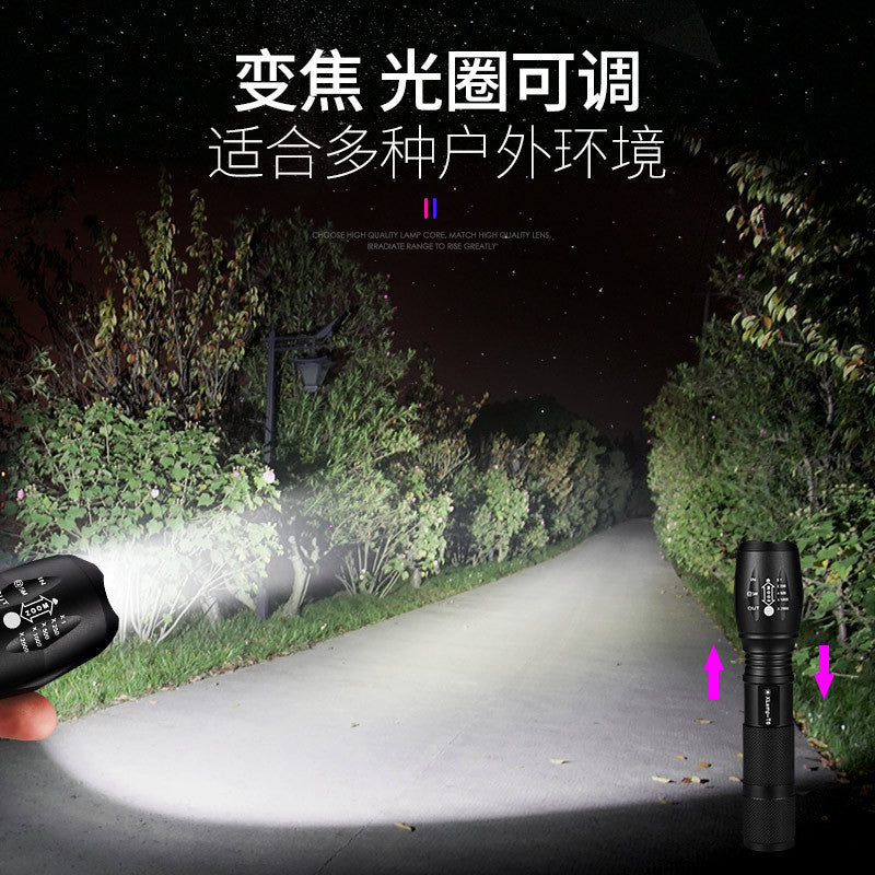 Flashlight, strong light, rechargeable household outdoor long-distance light, super bright zoom, small portable mini power bank led flashlight