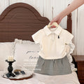 Girls' outfit set -  summer new arrival: stylish polo shirt & trendy casual sports skirt/trousers two-piece set for baby girls