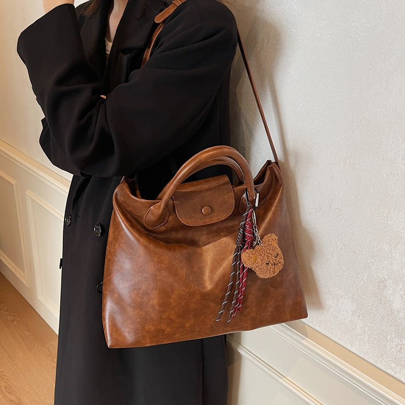 Cross-border retro commuter messenger bag women's large-capacity bags2025 winter new portable tote bag shoulder bag