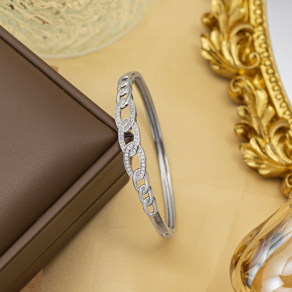 Bracelet female titanium steel fashion non-fading copper inlaid zirconium bracelet niche high-end fashion elegant jewelry wholesale hand jewelry
