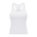 Ready-to-ship yoga outfit: stylish racerback yoga tank top with built-in bra pads for women - perfect for running, fitness, and workouts (model dt140)
