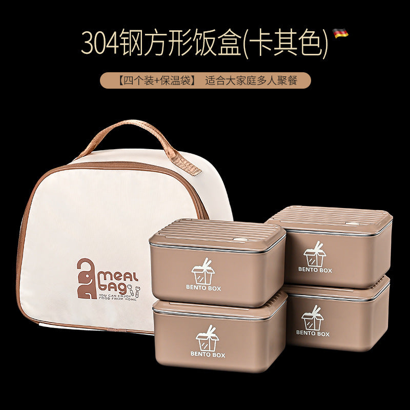 304 stainless steel food crisper lunch box office workers can microwave oven heating with rice lunch box sealed bento box
