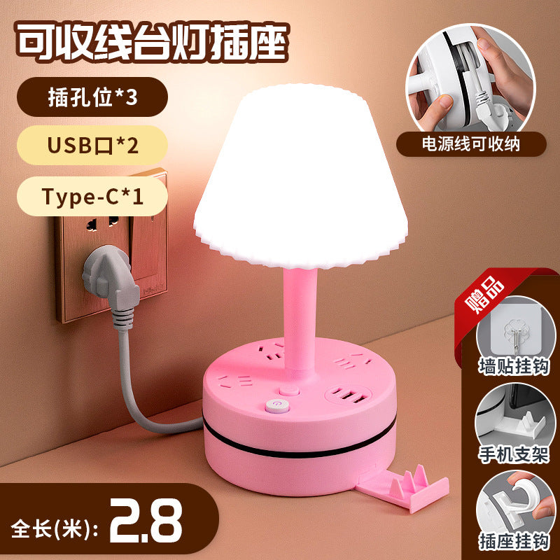 Collapsible power strip with integrated usb charging and eye-care desk lamp - perfect for home, office, or dorm room