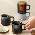 Mug nordic style gridscasual ceramic water cup large with lid coffee cup spoon creative milk cup wholesale