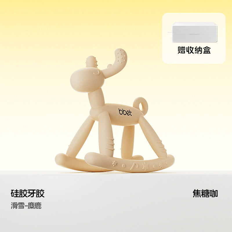 Teether baby teething stick food grade silicone soothing anti-eating hand toy handy gadget baby bite gum uv dustproof