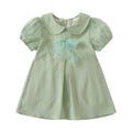 Girls' summer dress  new style: sweet bow short-sleeve summer dress for young children, stylish casual princess dress