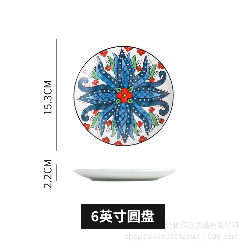 Wholesale nordic creative ceramic dessert plate round multi-tiered skewer plate fruit plate household personalized decal plate