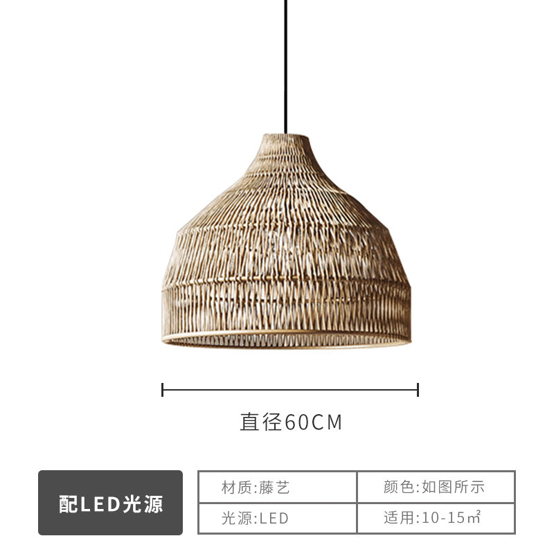 Wabi Silent Wind Catering Chandelier Chinese Living Room Dining Room Tea Room Zen Light Homestay Study Bedside Japanese Rattan Chandelier