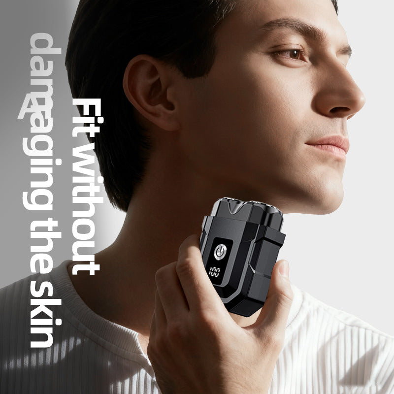 2026 new dual-head magnetic rechargeable electric shaver for men - portable mini rotary razor for home and car