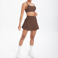 Cloud-feel casual high-waisted tennis skirt sexy strappy back yoga set quick-dry running fitness outfit