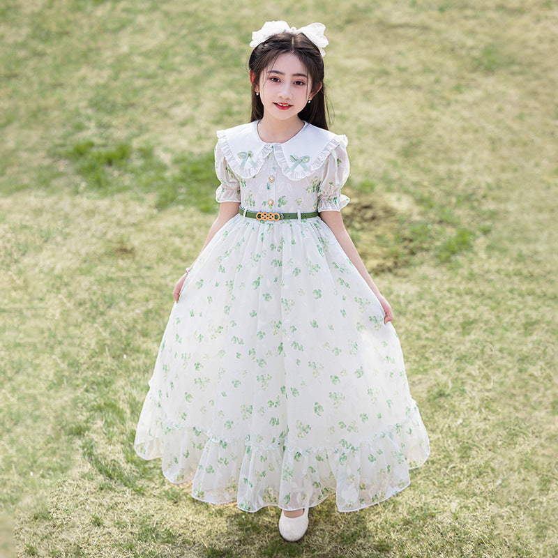 Hot-selling girls' dresses in stock: new  chiffon summer collection - stylish and chic short-sleeve dresses for girls