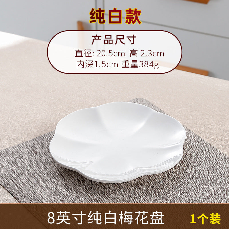 Wholesale gold-rimmed petal vegetable plate plum blossom plate for home ceramic dinner plate fish plate classy commercial cold dish plate