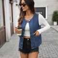 Fashion cross-border export foreign style women's fashionableworkwearsense of design denim vest vest vest waistcoatoutwear women