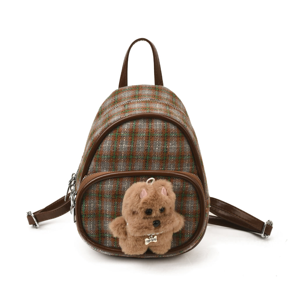 classy women's backpack new arrivalniche style plaid backpack cutestuffed pendant student class bag