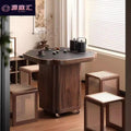 Four-leaf clover solid wood movable tea cabinet tea cart balcony tea table accessible luxury modern classy living room small coffee table