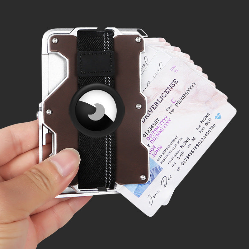 Applicable to Apple aluminum alloy card box, new AirTag rubber band metal card bag airtag flip magnetic card bag