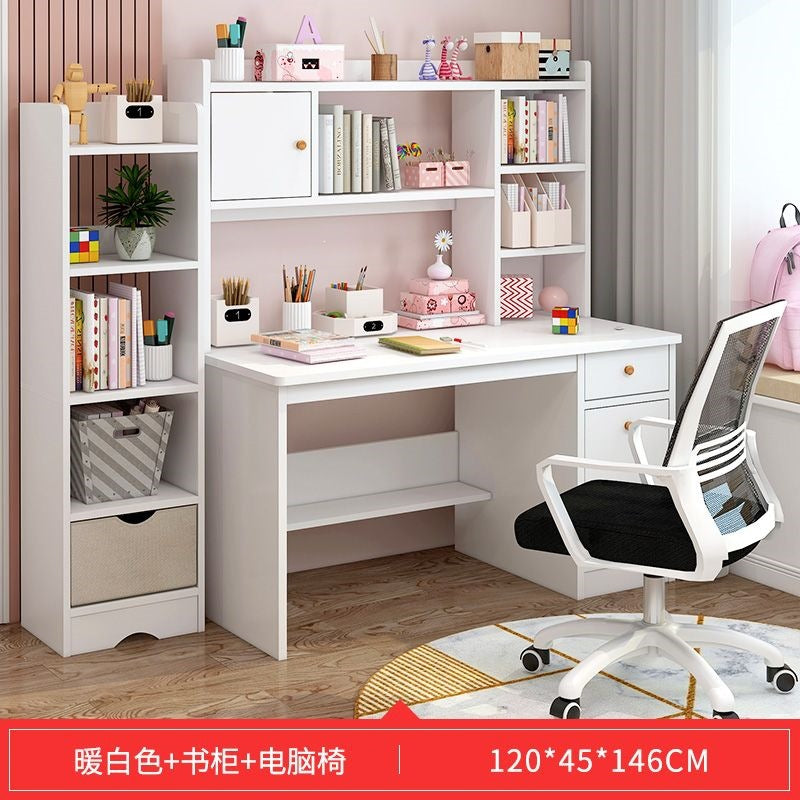 Children's study desk home desk bookshelf integrated elementary school student simple writing desk bedroom computer desk and chair set