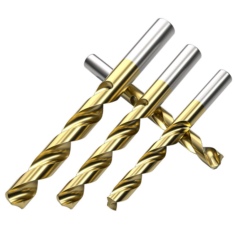 4241 Titanium-plated high-speed steel straight shank twist drill bit 135 degree hand electric drill stainless steel metal punching drill bit Daquan