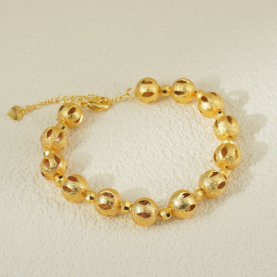 Middle eastern retro luxury 24k gold plated copper bracelet, hollow design, adjustable chain, perfect for women