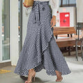 women's plaid mermaid skirt rufflesasymmetrical hemhigh waistcasual umbrella wrap long skirt