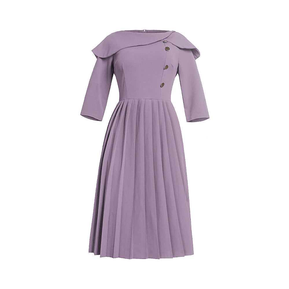 European and american independent station women's clothing   work clothing style pleated skirt waist slimming lookplus size african dress