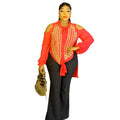 New african cross-border fashion: beaded blouse top and slim-fit pants set