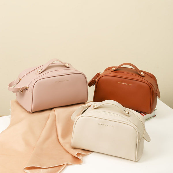 Large capacity double zipper cosmetic bag women's portable 2023 new high-end travel skin care products wash bag storage bag