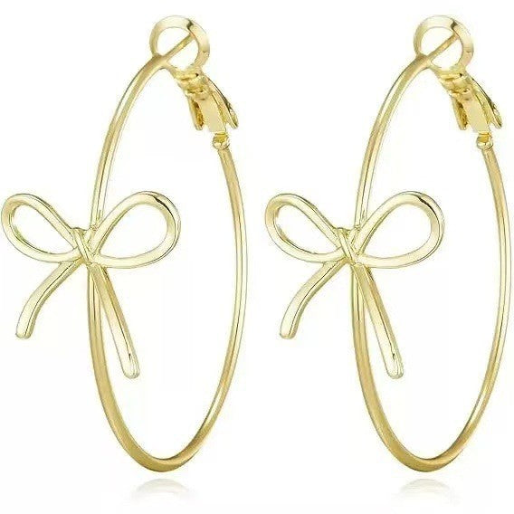 Exaggerated elegant bows earrings women's niche design unique earrings square and round face show face small big earrings earrings