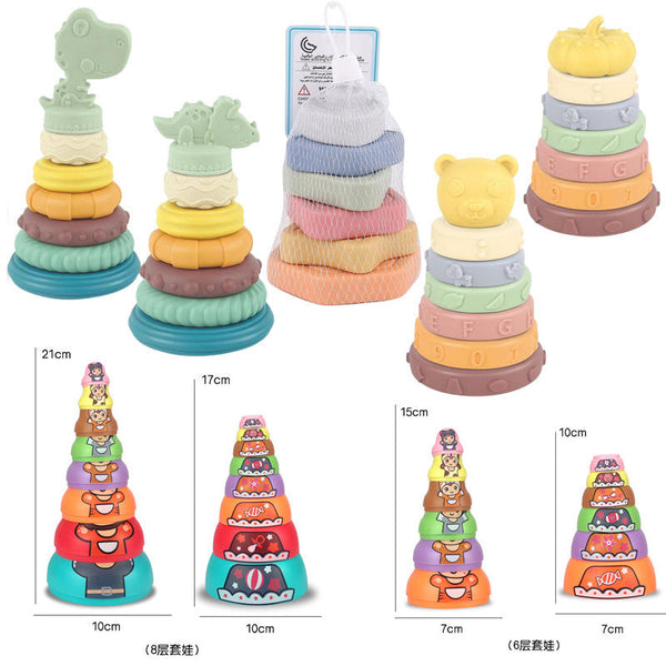Cross-border export  children's puzzle stacking music graphics cognitive water stacking cup children's rainbow tower doll
