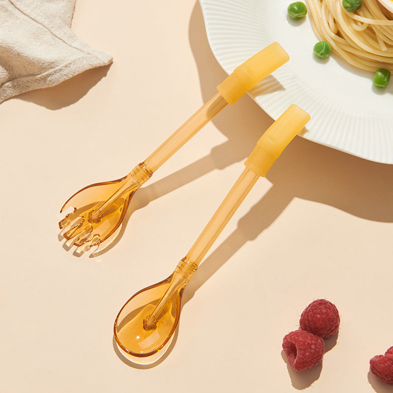Baby learning to eat training self-feeding spoon kids eating complementary food fork spoon straw drinking soup drinking water tableware