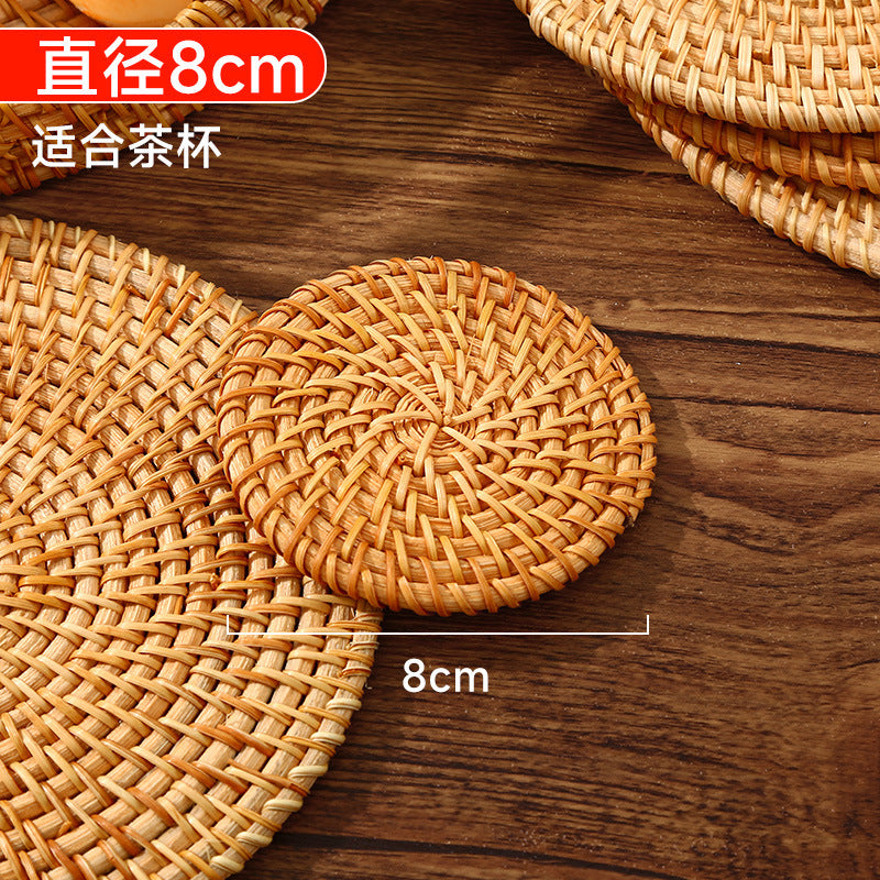 Rattan insulation mat oven mitts pot mat bowl mat high temperature resistant dining table mat plate mat coaster teapot holder casserole weaving