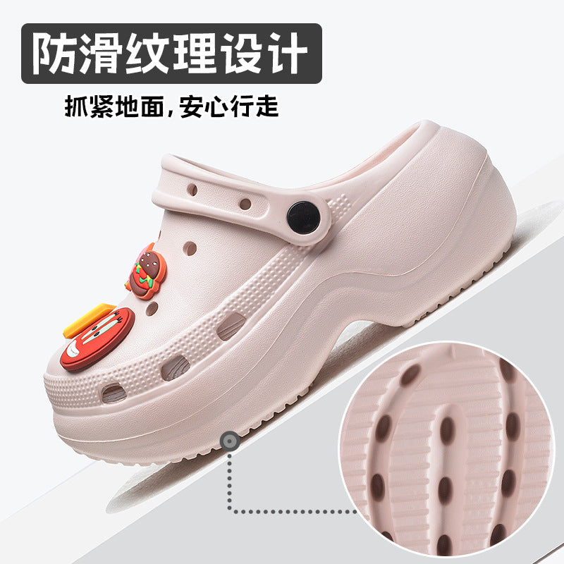 Spongebob squarepants thick sole crocs women's new arrival heightenednon-slip deodorizing filter toe sandals and slippers summer outwear