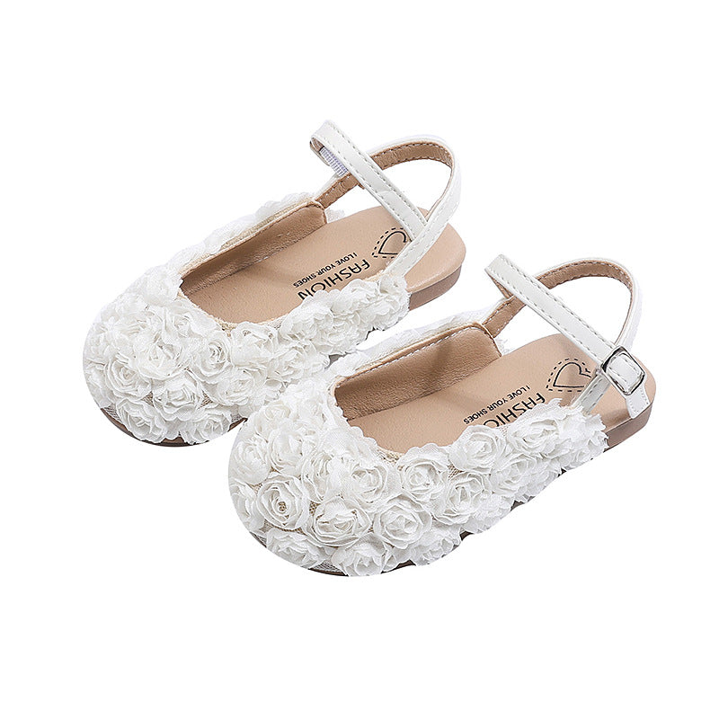 Vancahao girls' floral princess shoes, spring  new collection: round-toe, half-wrap sandals for toddlers and young children