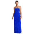 C7218 cross-border   fashion women's bandeau sexy beaded slit backless dress