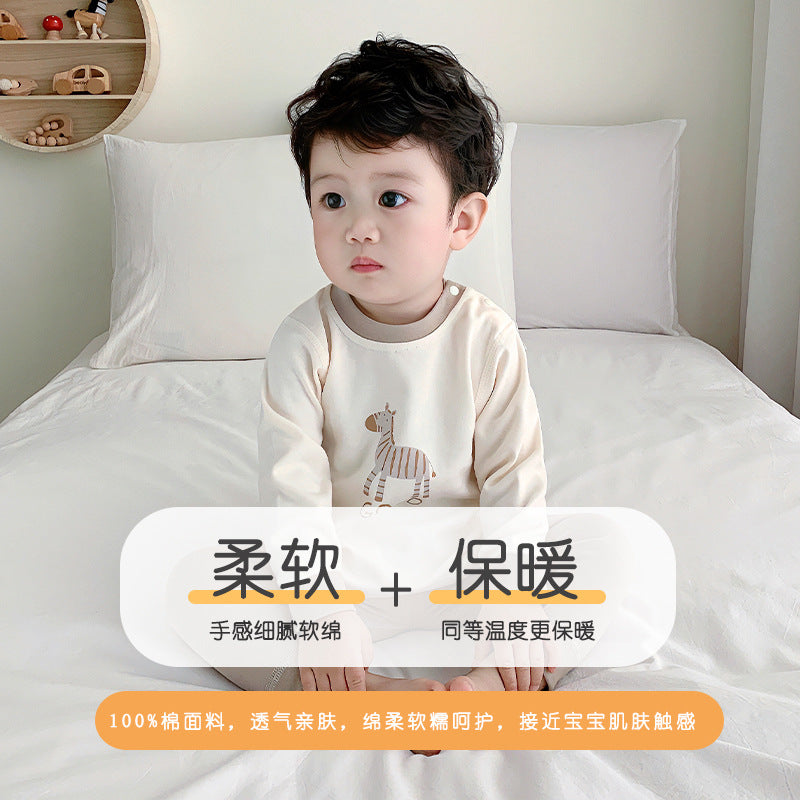 Kids high waist belly protector pure cotton belly protector all year round belly-proof intimatessuit autumn clothes and long trousers infant separates bottom