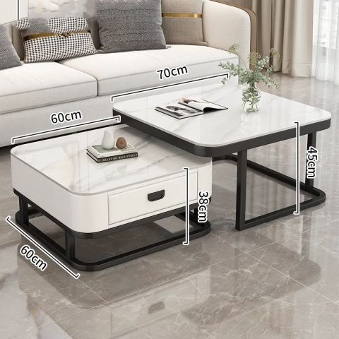 Accessible luxury coffee table living room for home modern casual small apartment popular square glass slate tv cabinet combination coffee table