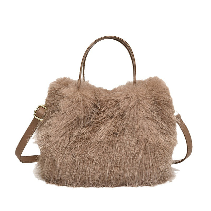 Furry portable small bag fashion strap Furry small square bag autumn and winter texture women's messenger bag