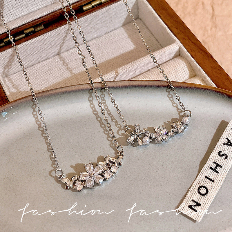 Irregular wisteria flower zircon necklace for women - spring, light luxury, high-end clavicle chain, 2026 new style, perfect for dress accessories