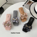 2024 summer new arrival: women's square-toe fashion sandals & slippers - casual, stylish, with bow detail, perfect for outdoor wear