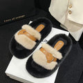 Thick sole slippers for women outwear2024fall and winternew arrivalfashionpopularfleece-lined slippers one-word outdoor cotton slippers